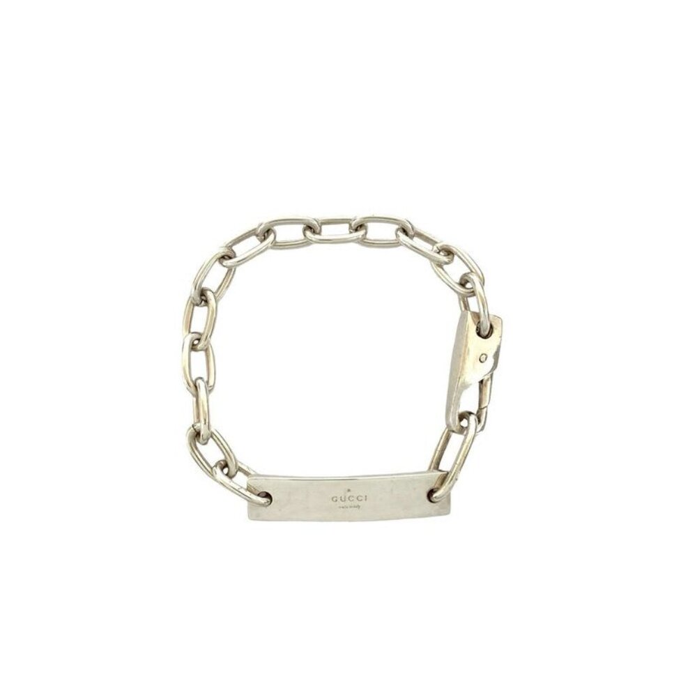 Gucci ID Plate Logo Silver 925 Chain Bracelet Bangle - Picture 4 of 5